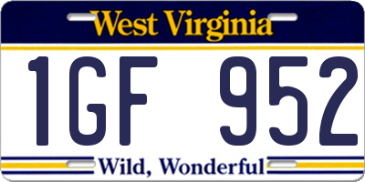 WV license plate 1GF952