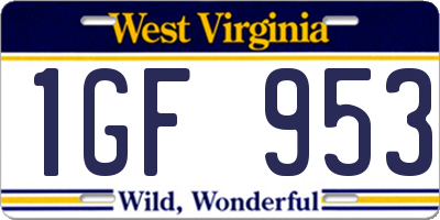 WV license plate 1GF953