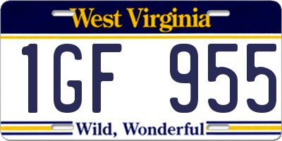 WV license plate 1GF955