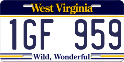 WV license plate 1GF959