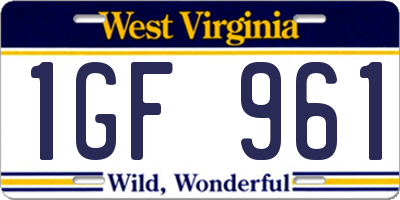 WV license plate 1GF961