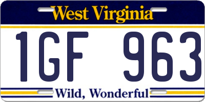 WV license plate 1GF963
