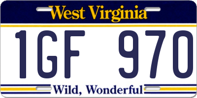 WV license plate 1GF970