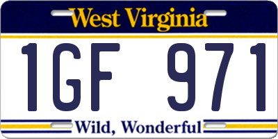 WV license plate 1GF971