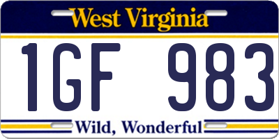 WV license plate 1GF983