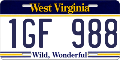 WV license plate 1GF988