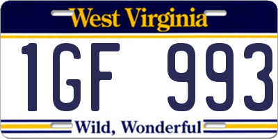 WV license plate 1GF993