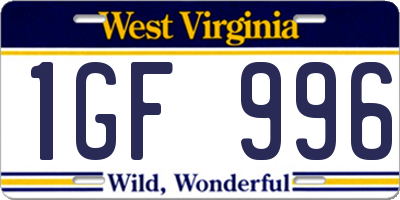 WV license plate 1GF996
