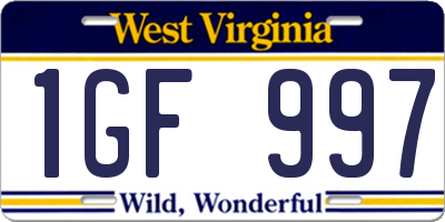 WV license plate 1GF997