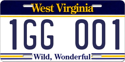WV license plate 1GG001