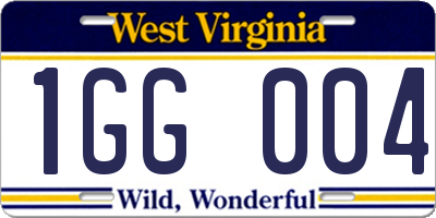 WV license plate 1GG004
