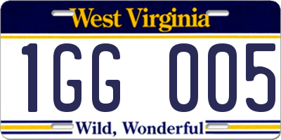 WV license plate 1GG005