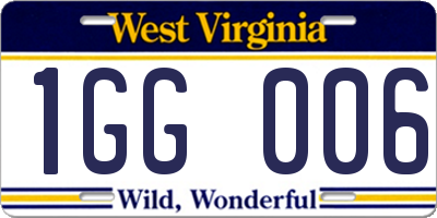 WV license plate 1GG006