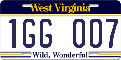 WV license plate 1GG007