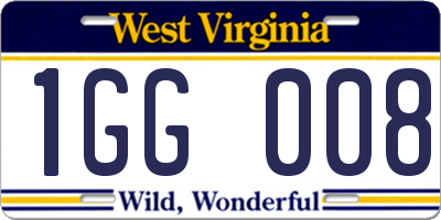 WV license plate 1GG008