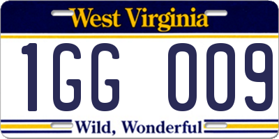 WV license plate 1GG009