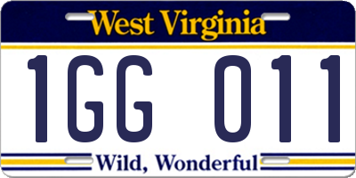 WV license plate 1GG011