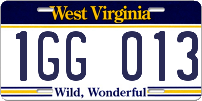 WV license plate 1GG013