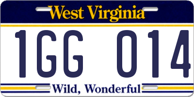 WV license plate 1GG014