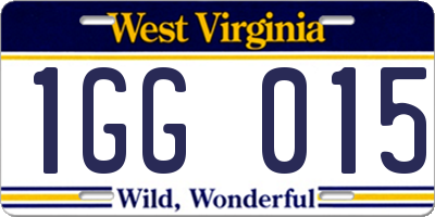 WV license plate 1GG015
