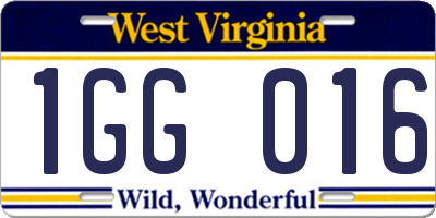 WV license plate 1GG016