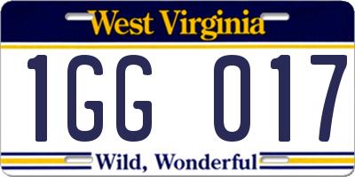 WV license plate 1GG017