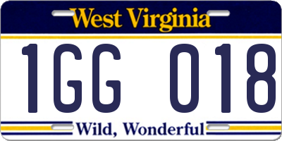 WV license plate 1GG018