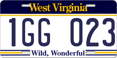 WV license plate 1GG023
