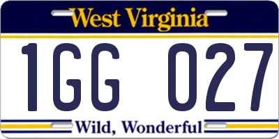 WV license plate 1GG027