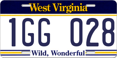 WV license plate 1GG028