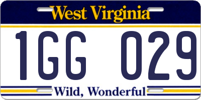 WV license plate 1GG029