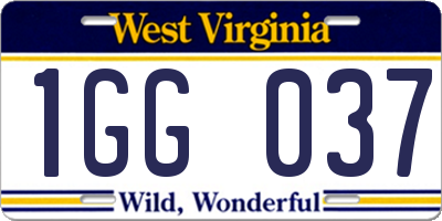 WV license plate 1GG037