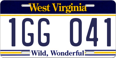 WV license plate 1GG041
