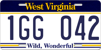 WV license plate 1GG042
