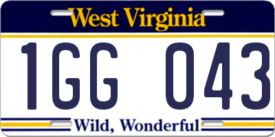 WV license plate 1GG043