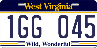 WV license plate 1GG045