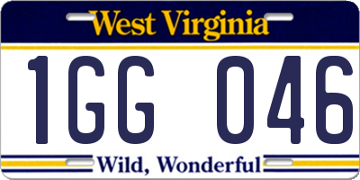 WV license plate 1GG046
