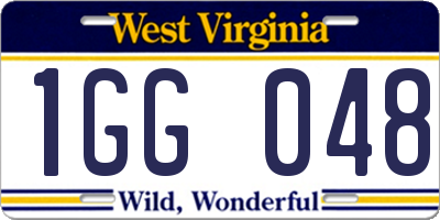 WV license plate 1GG048