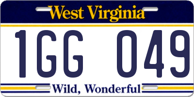 WV license plate 1GG049