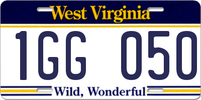 WV license plate 1GG050
