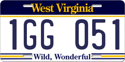 WV license plate 1GG051