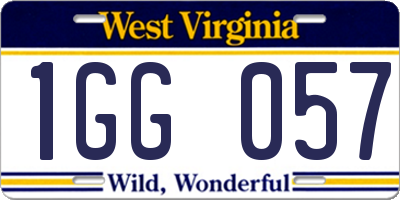 WV license plate 1GG057