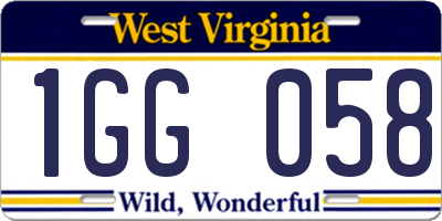 WV license plate 1GG058