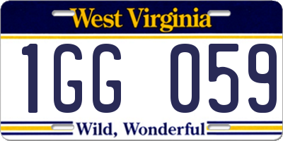 WV license plate 1GG059
