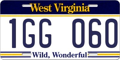 WV license plate 1GG060