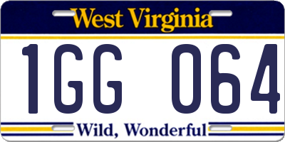 WV license plate 1GG064