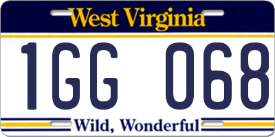 WV license plate 1GG068
