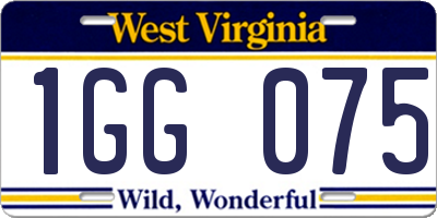 WV license plate 1GG075