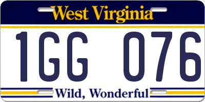 WV license plate 1GG076