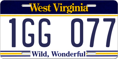 WV license plate 1GG077